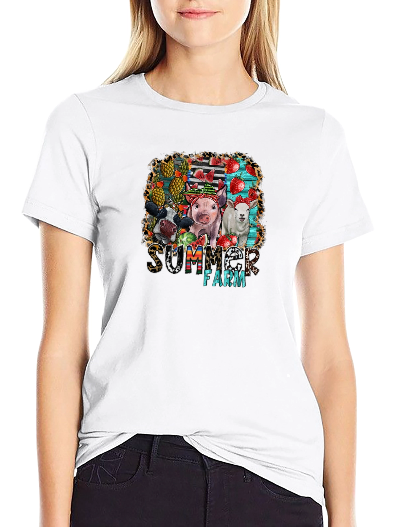 Summer Farm Animals Graphic T-Shirt