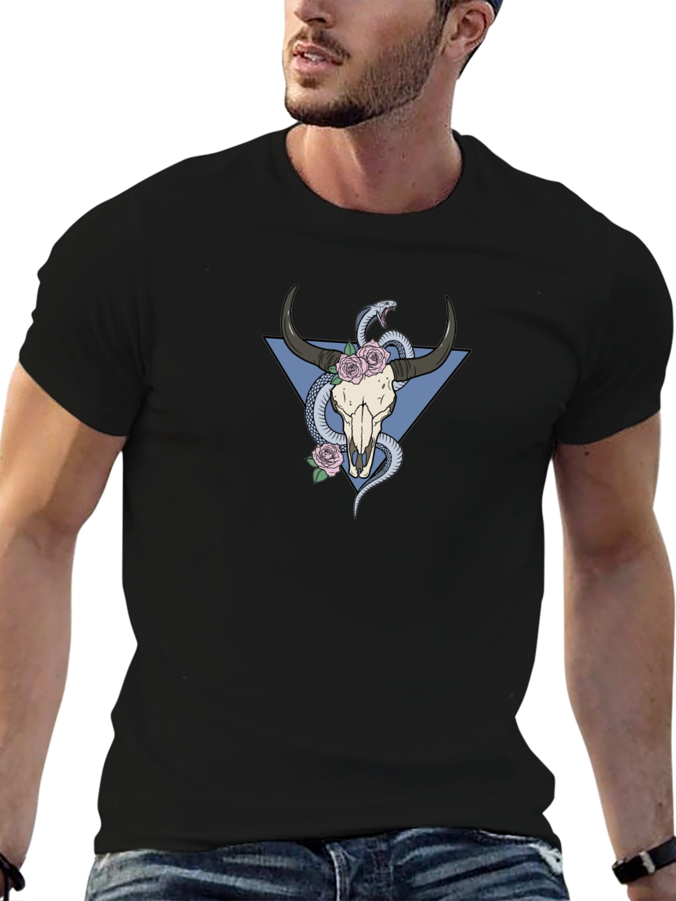 Skull & Snake Graphic T-Shirt - Cool Unique Design