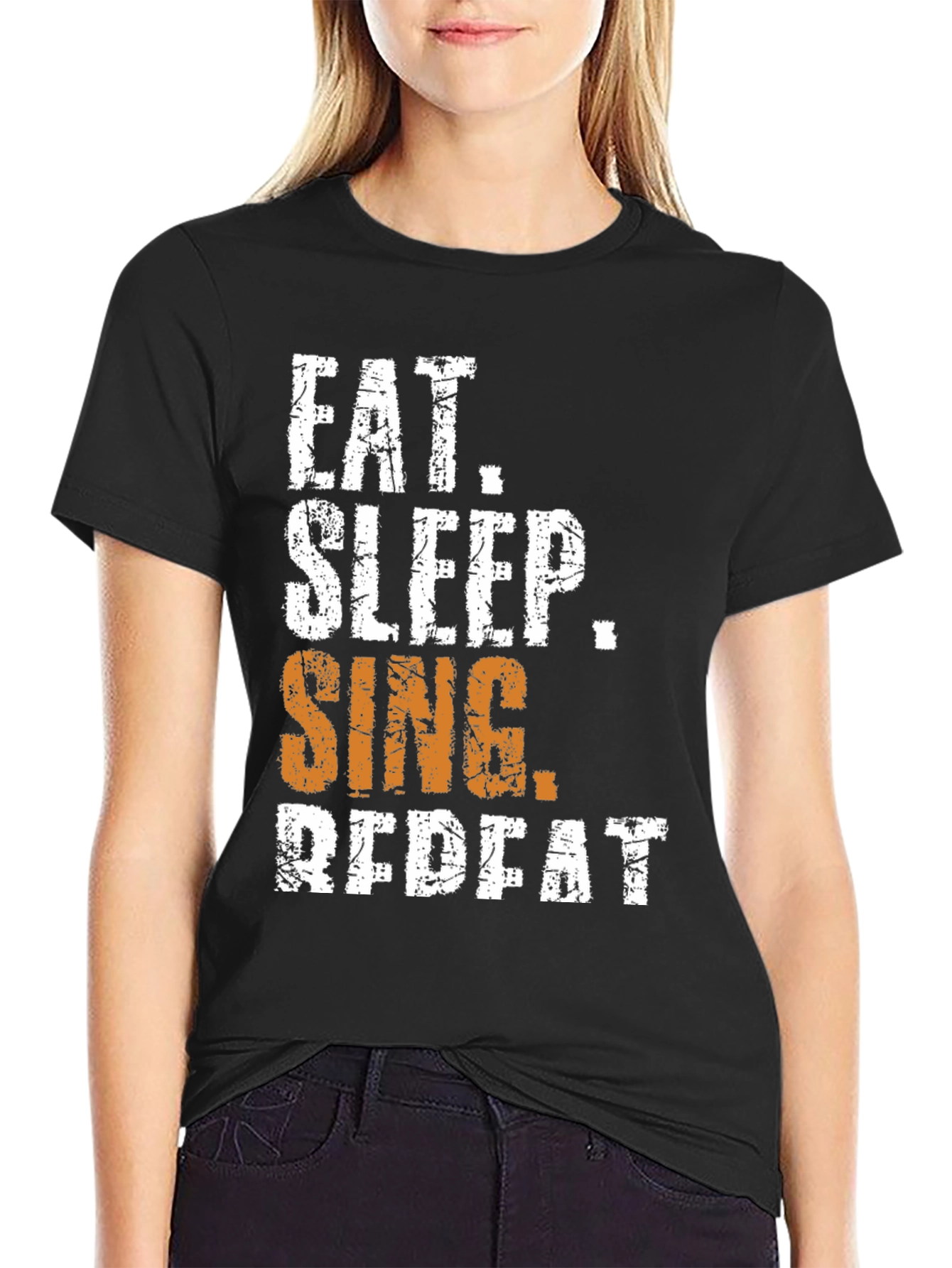 Eat Sleep Sing Repeat T-Shirt - Black Graphic Tee