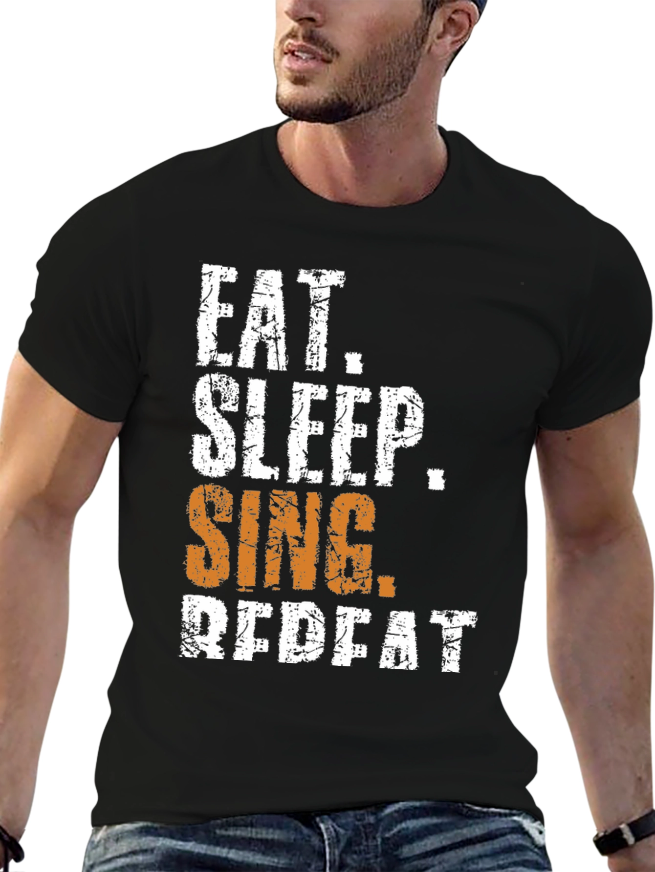 Eat Sleep Sing Repeat T-Shirt - Black Graphic Tee