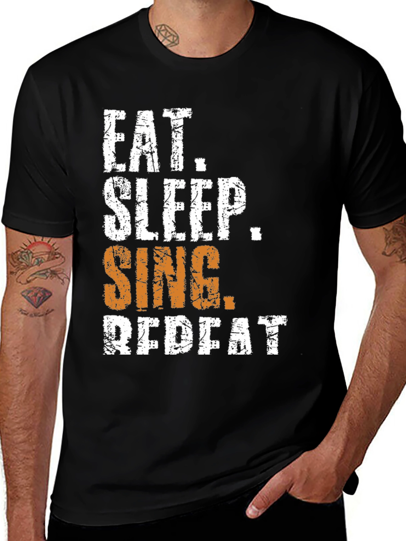 Eat Sleep Sing Repeat T-Shirt - Black Graphic Tee