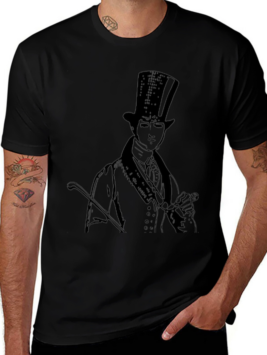 Top Hat Gentleman Graphic Tee - Black