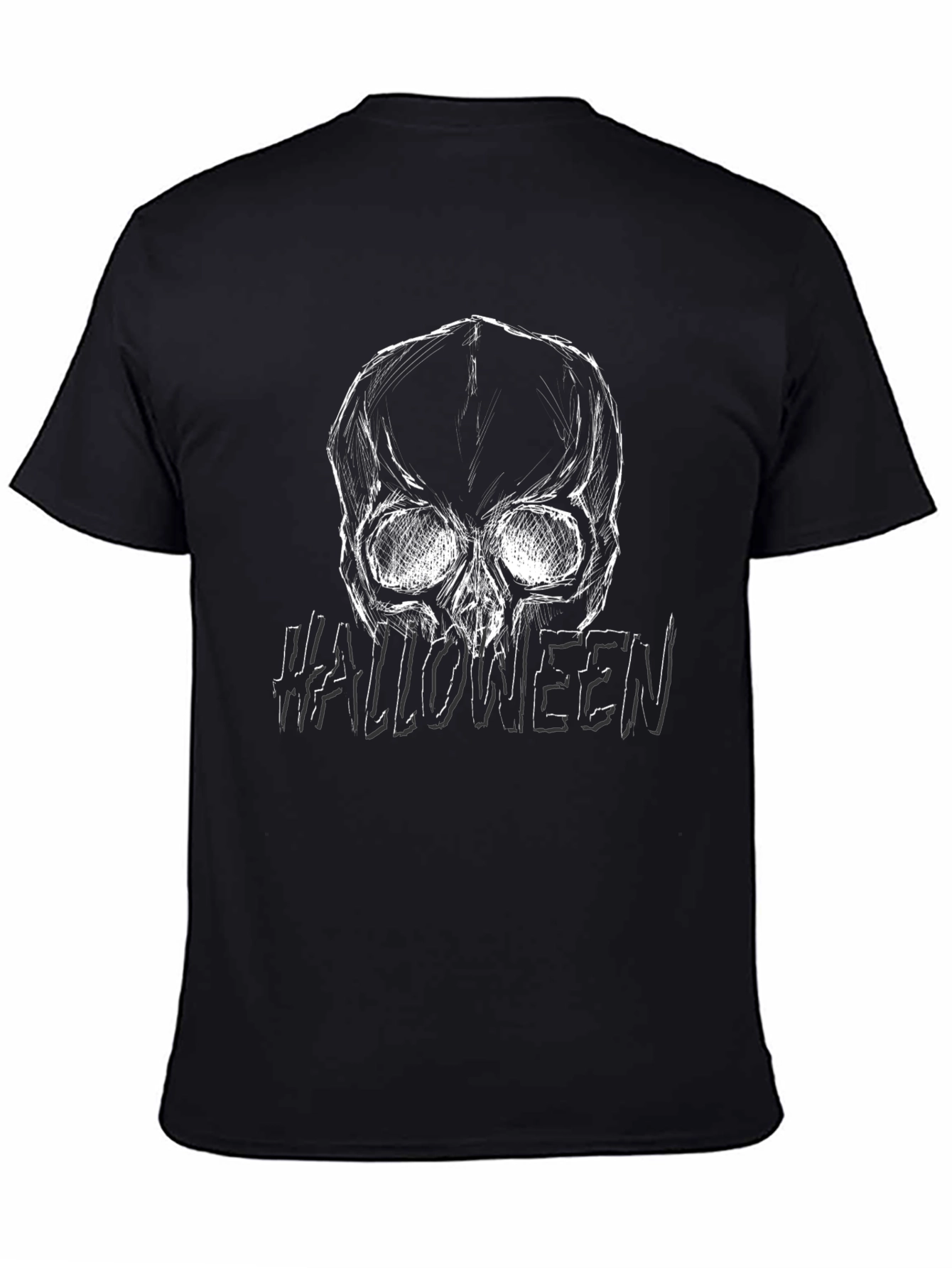 Halloween Skull Graphic Tee - Mens Black T-Shirt