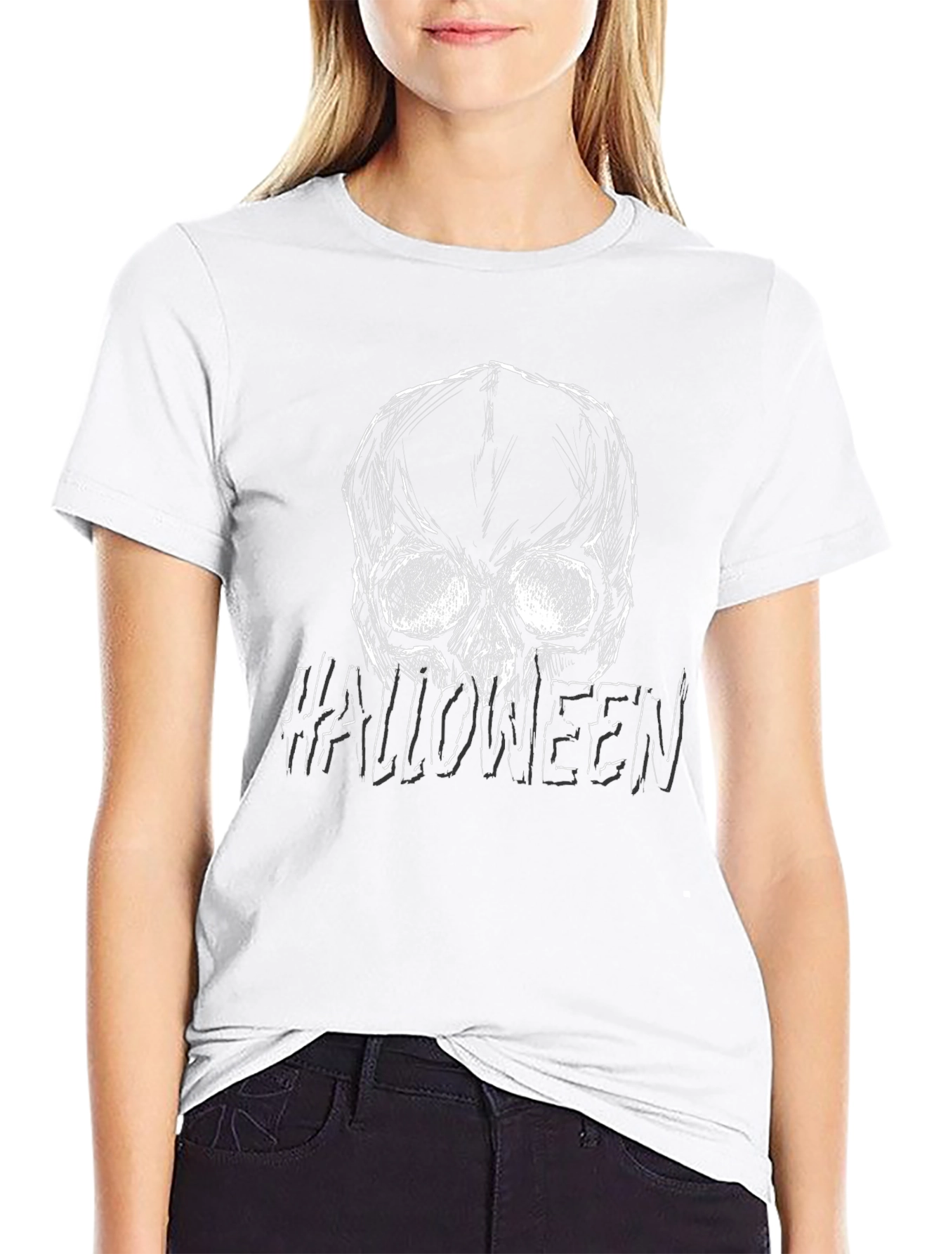 Halloween Skull Graphic Tee - Mens Black T-Shirt