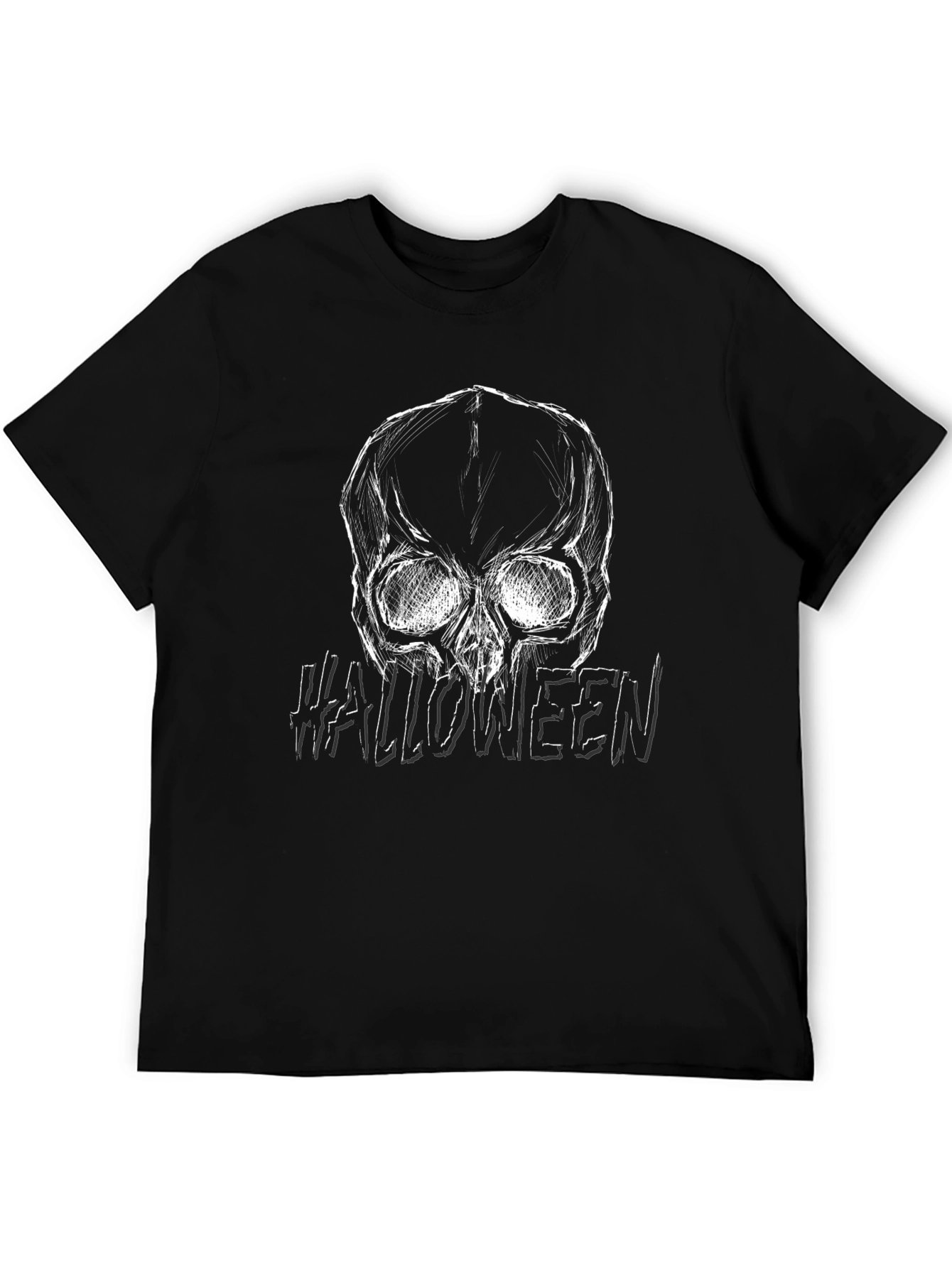 Halloween Skull Graphic Tee - Mens Black T-Shirt