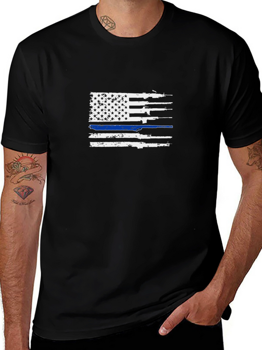 Distressed Gun Flag Tee - Thin Blue Line