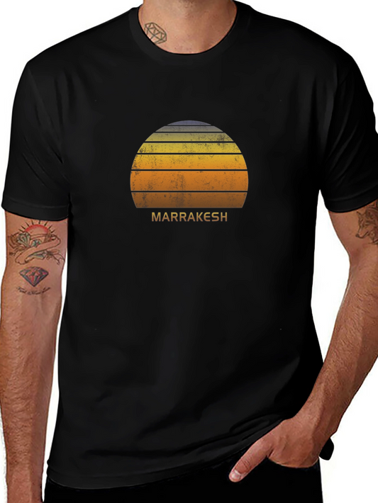 Marrakesh Sunset Graphic Tee - Vintage Style Black T-Shirt