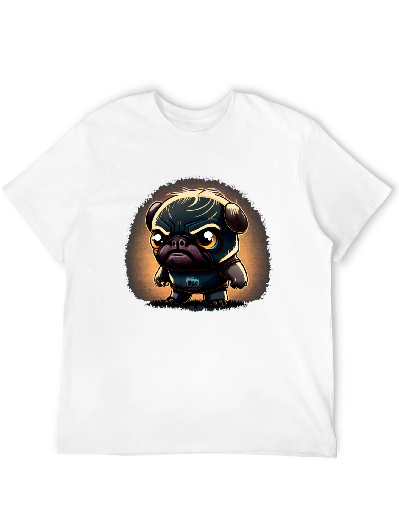 Grumpy Pug Cartoon Black T-Shirt