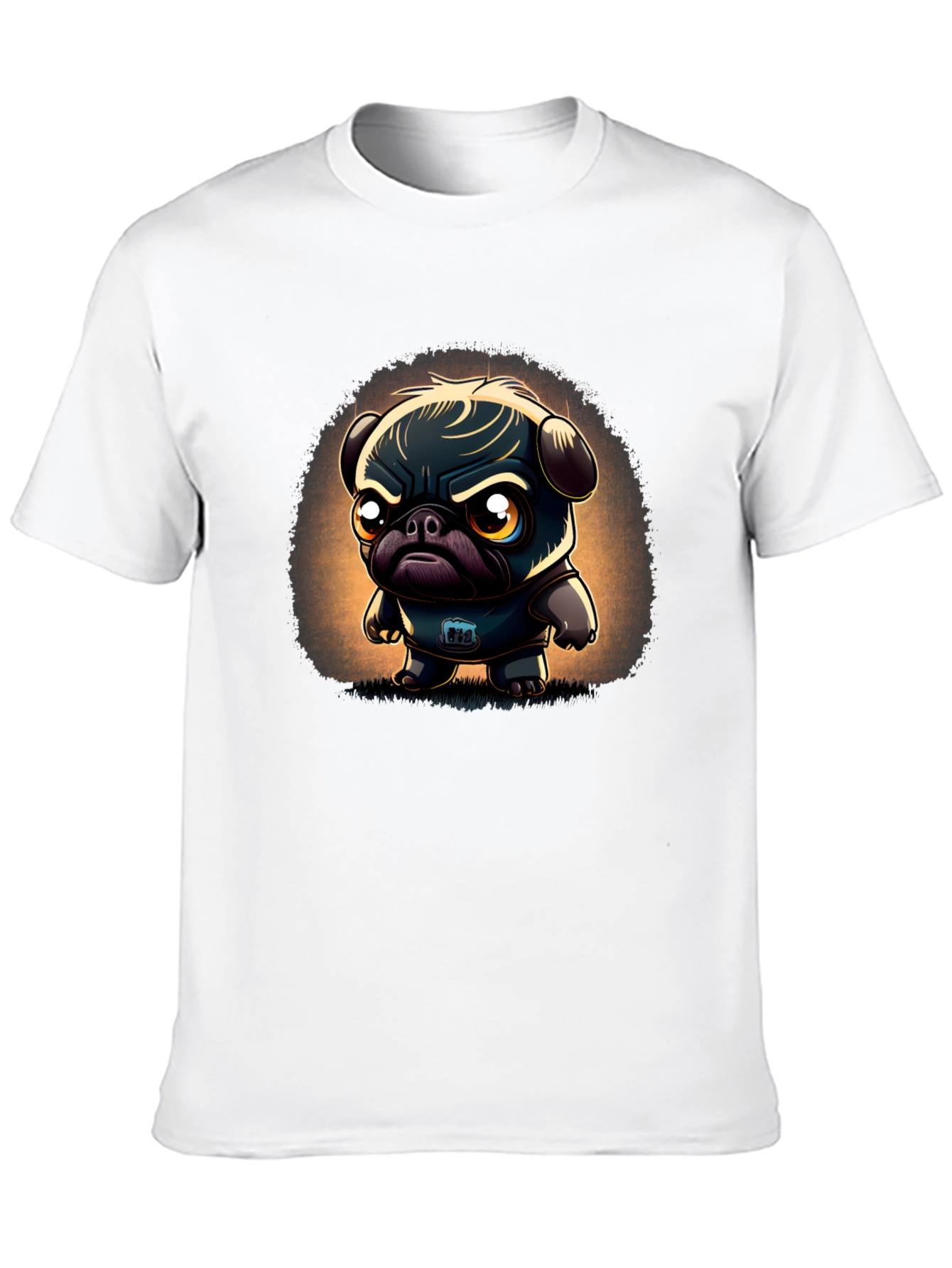 Grumpy Pug Cartoon Black T-Shirt
