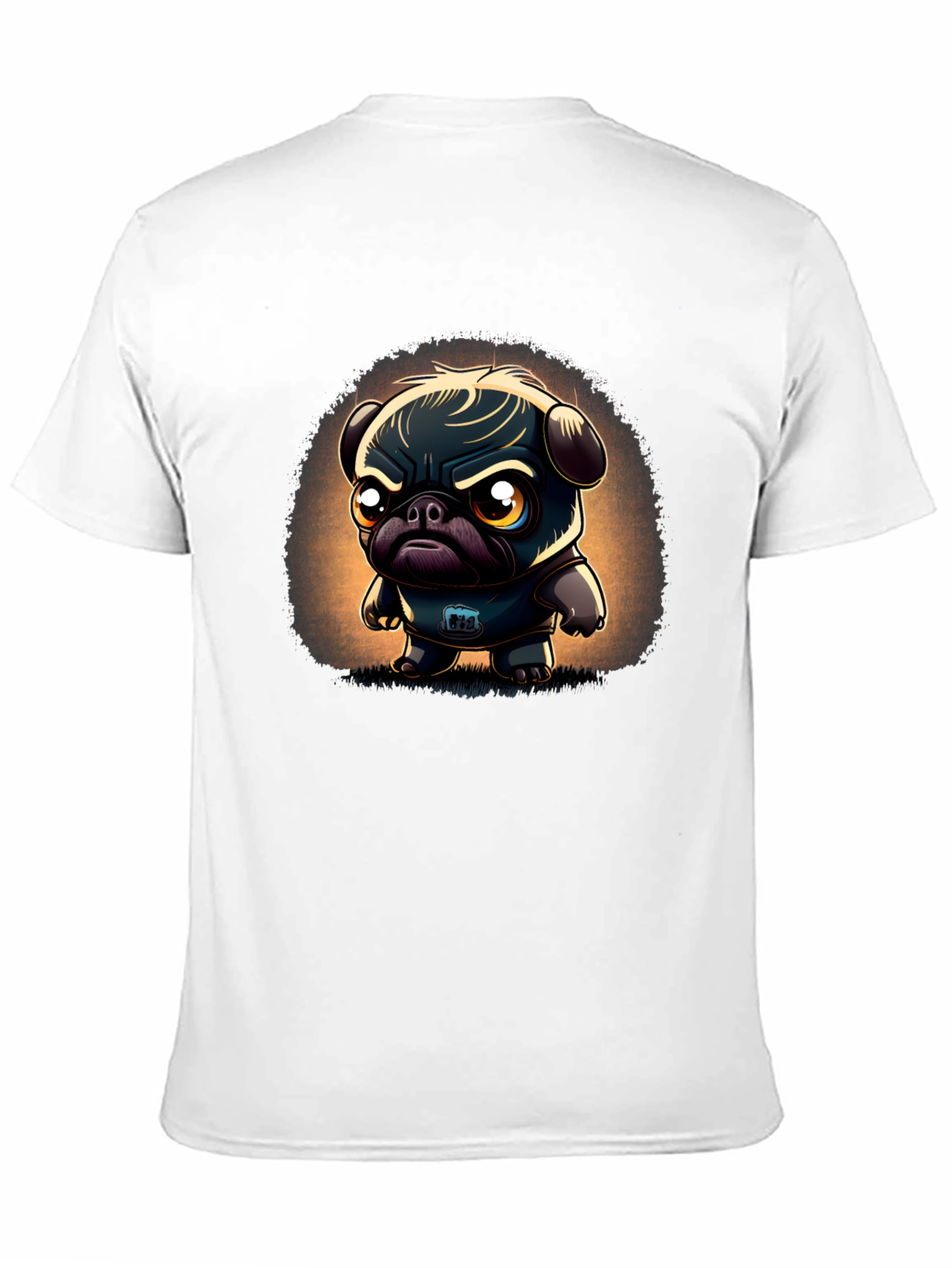 Grumpy Pug Cartoon Black T-Shirt
