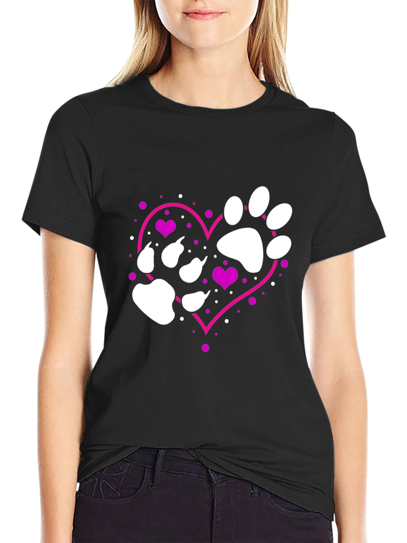 Paw Print Heart T-Shirt - Dog Lover Tee