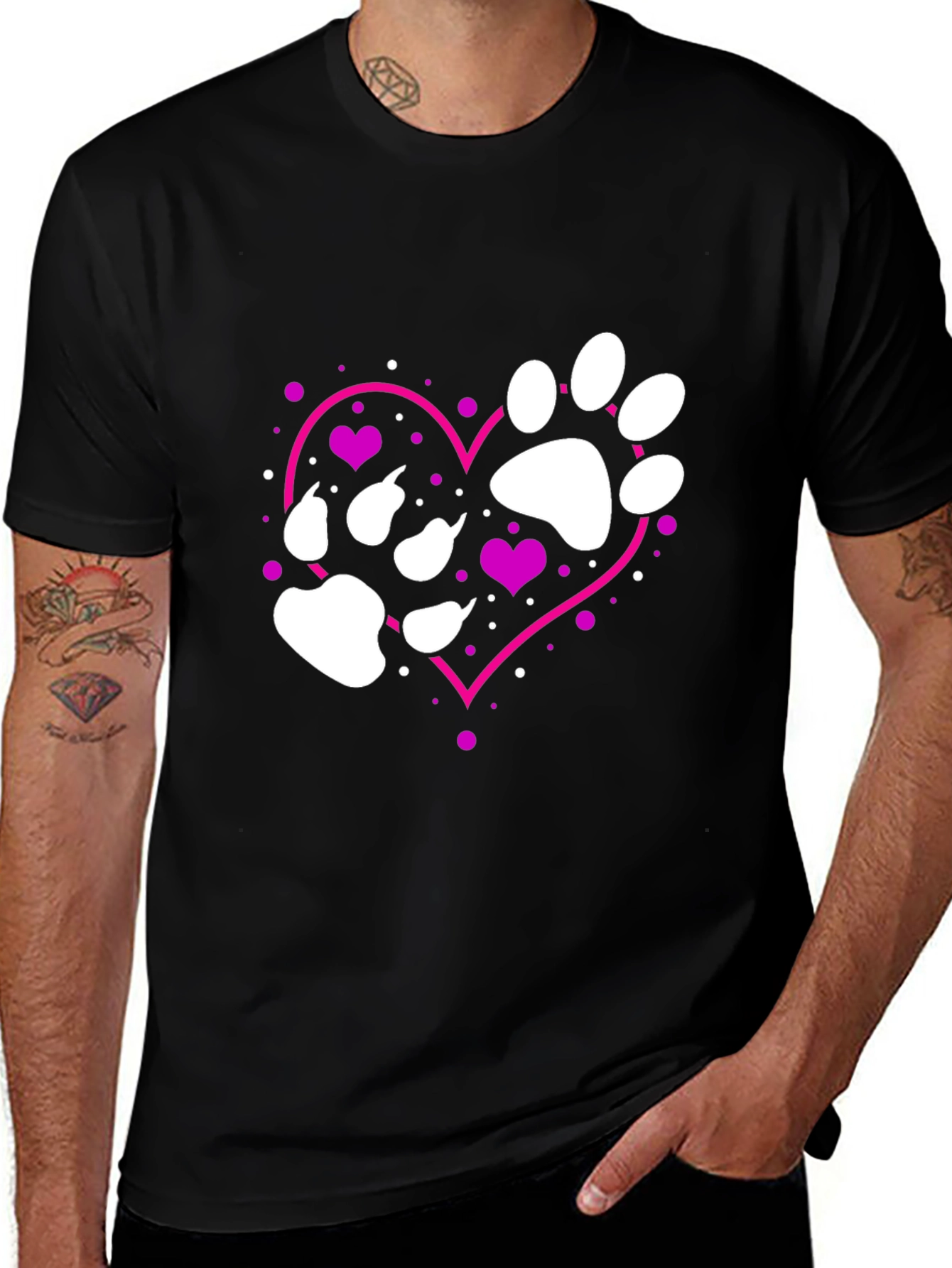Paw Print Heart T-Shirt - Dog Lover Tee