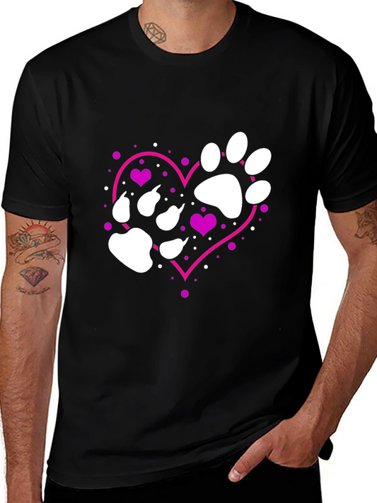 Paw Print Heart T-Shirt - Dog Lover Tee