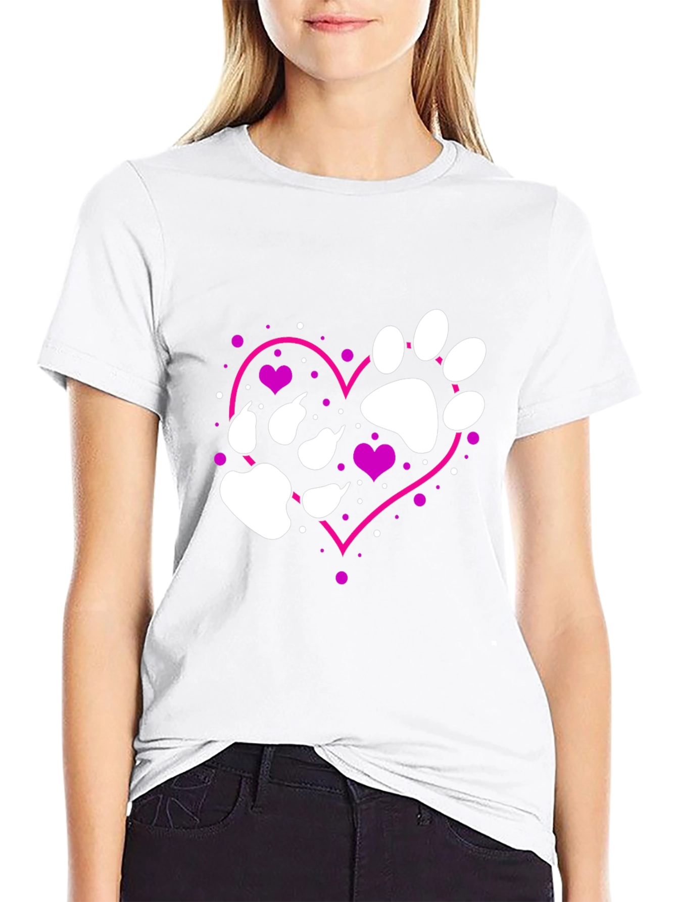 Paw Print Heart T-Shirt - Dog Lover Tee