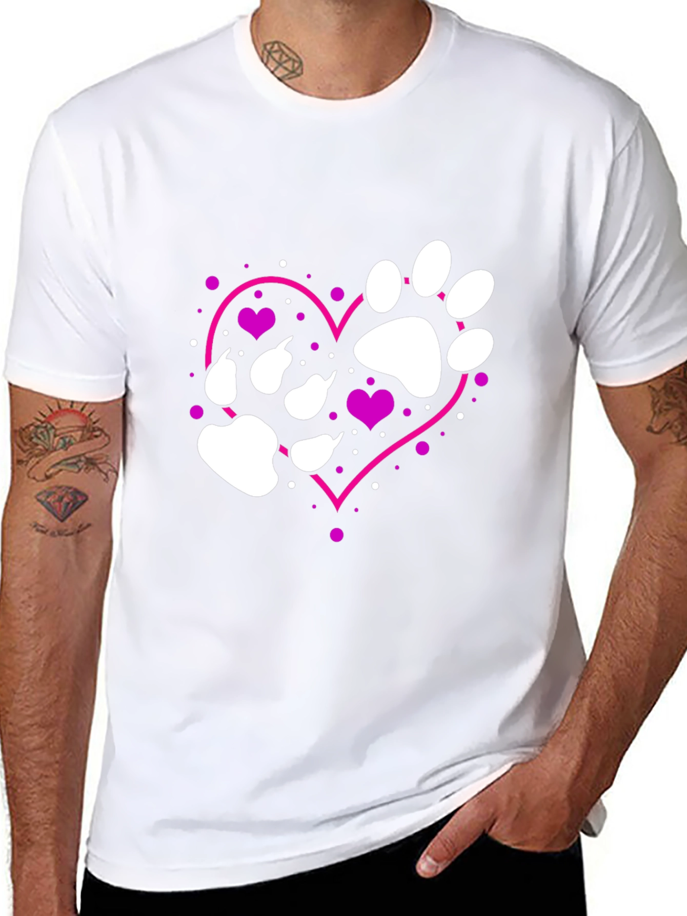 Paw Print Heart T-Shirt - Dog Lover Tee