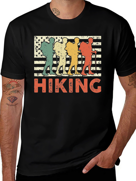 Hiking Graphic Tee | Vintage American Flag Hiker T-Shirt