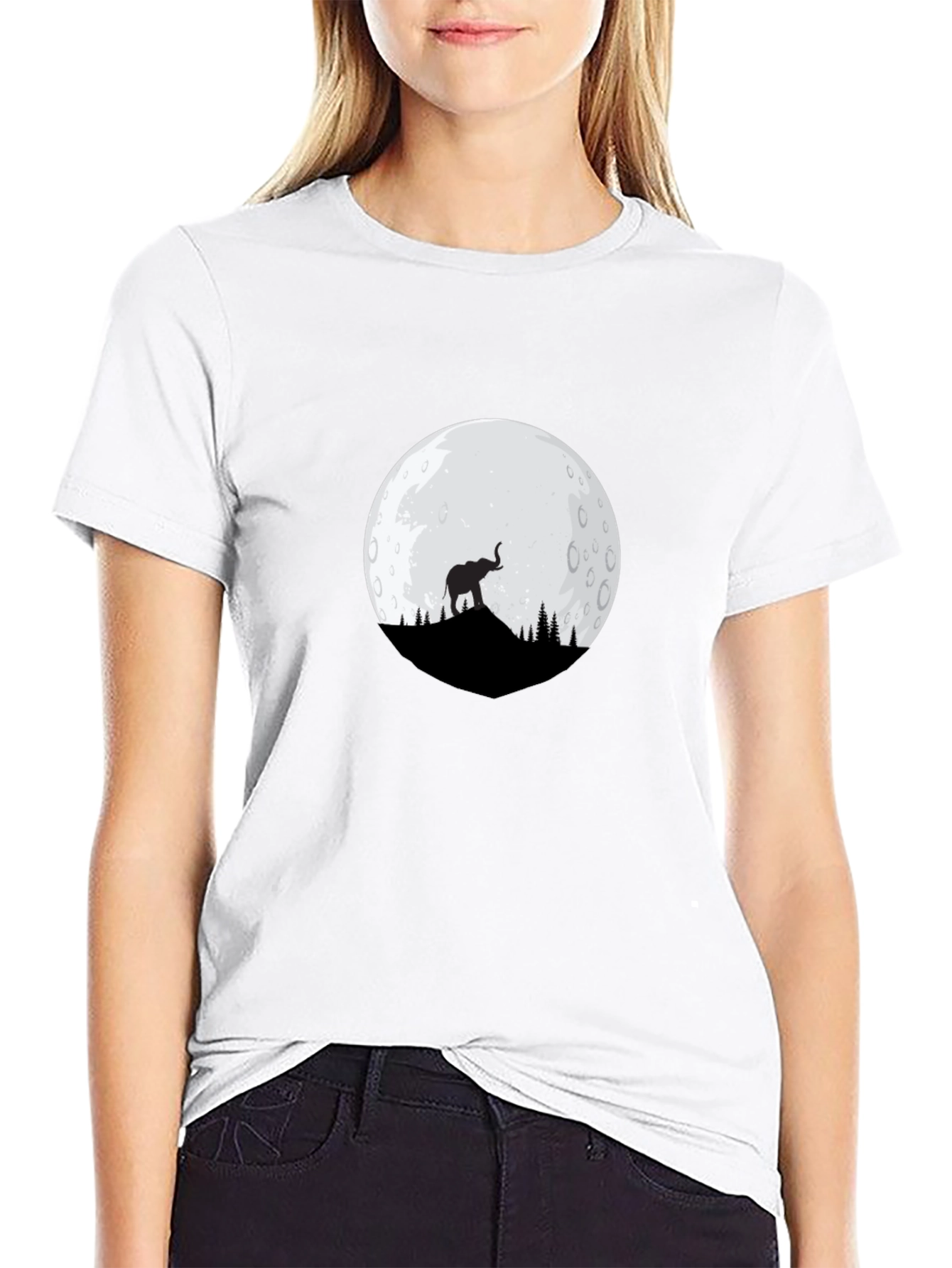 Elephant Moon Graphic T-Shirt - Black