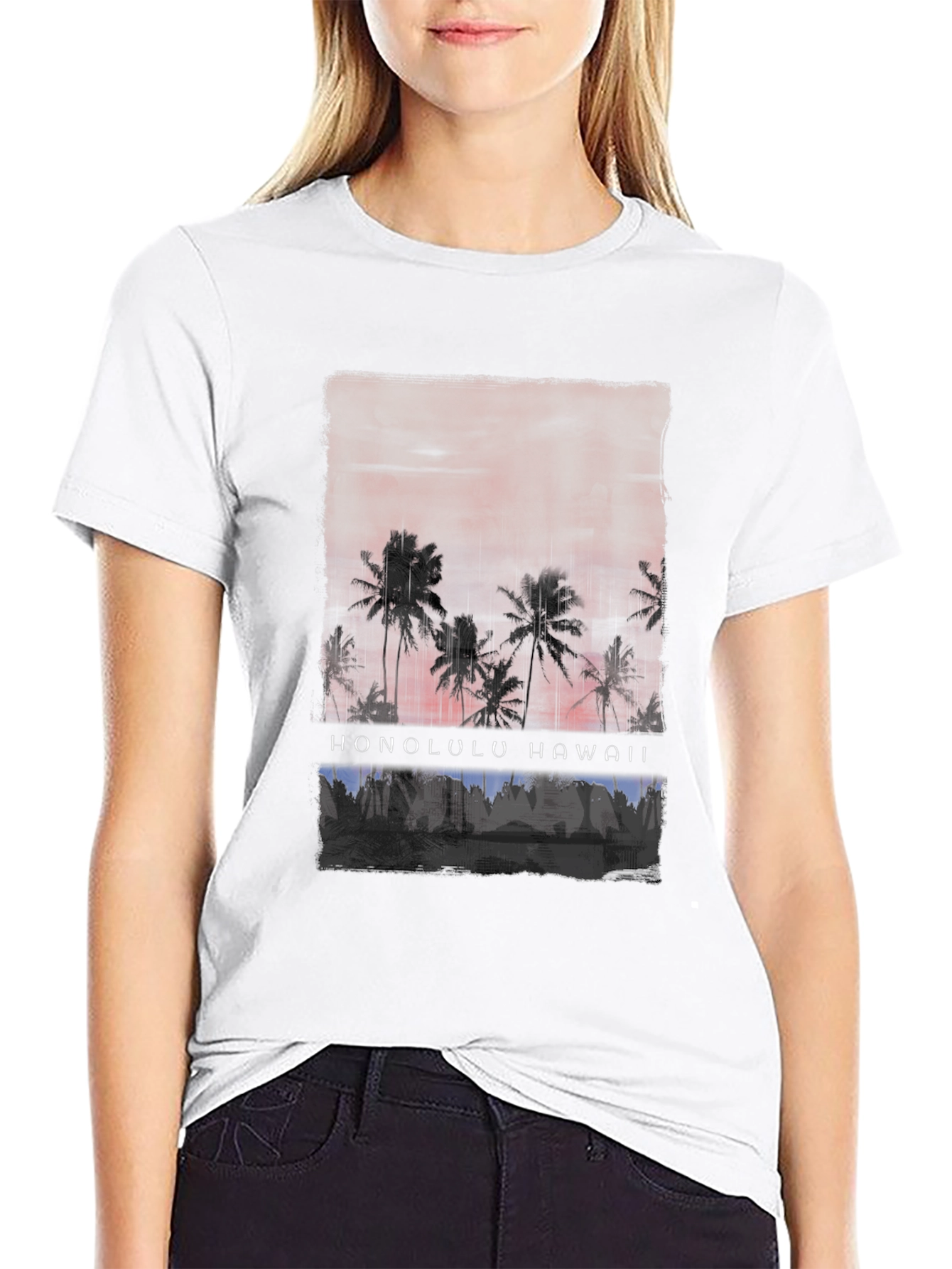 Honolulu Hawaii Palm Tree Graphic T-Shirt