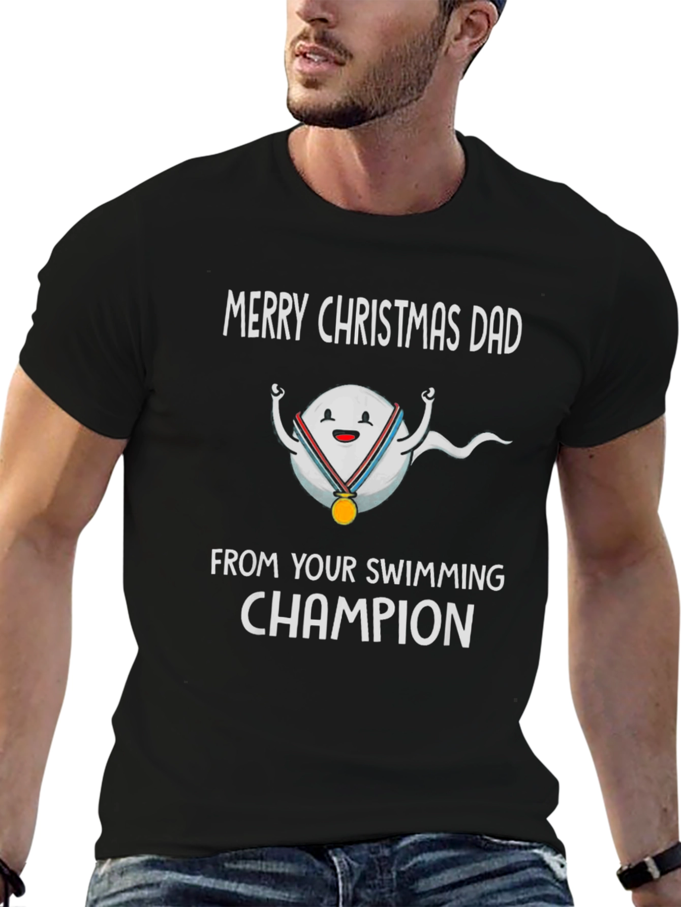 Funny Christmas Dad Swimming Champion T-Shirt