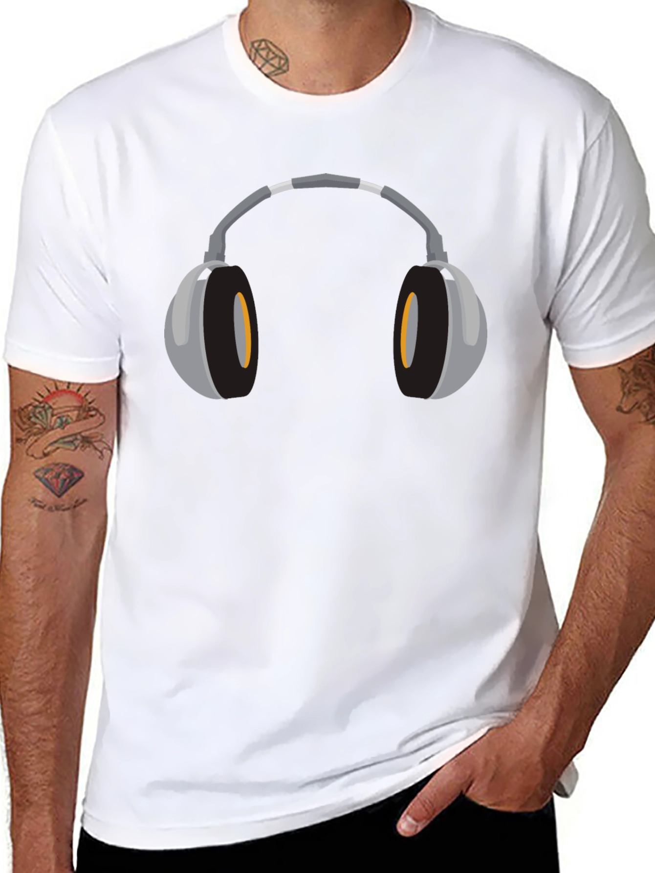 Headphone Graphic Tee - Stylish Black T-Shirt