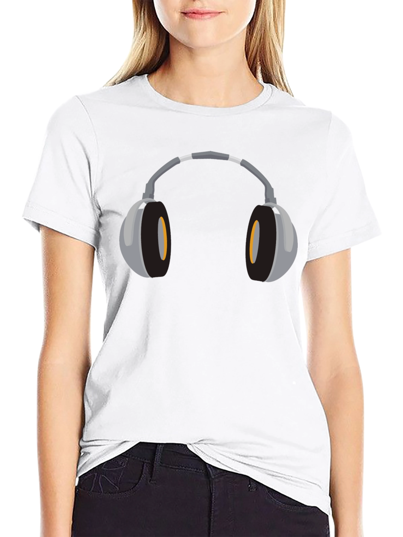 Headphone Graphic Tee - Stylish Black T-Shirt