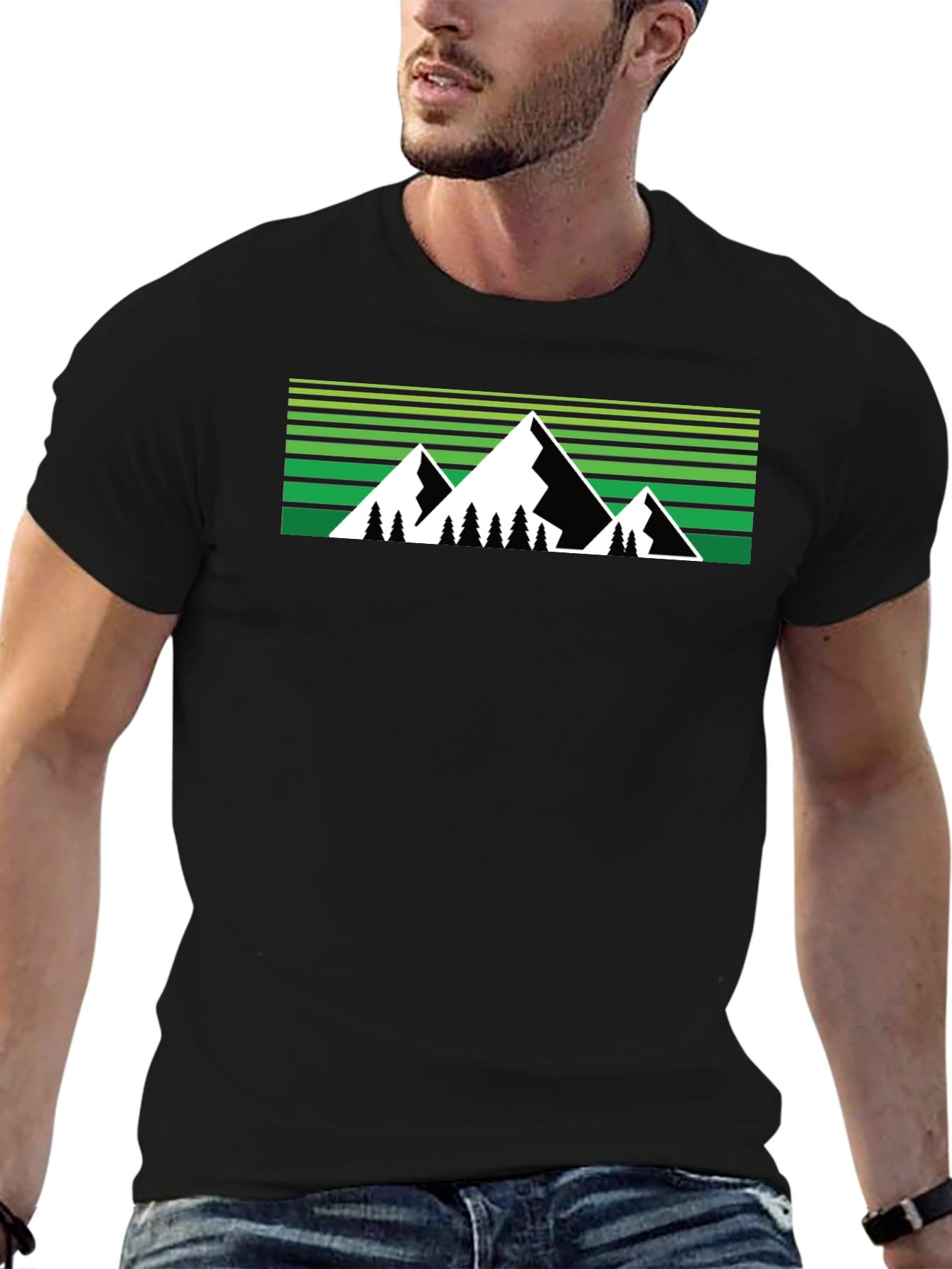 Mountain Graphic Tee - Black Crew Neck