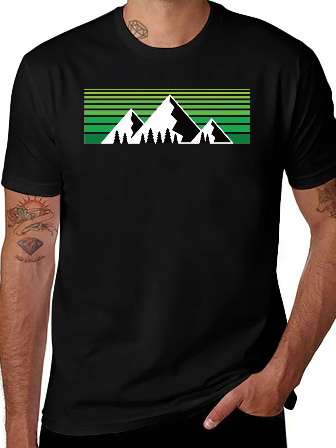 Mountain Graphic Tee - Black Crew Neck