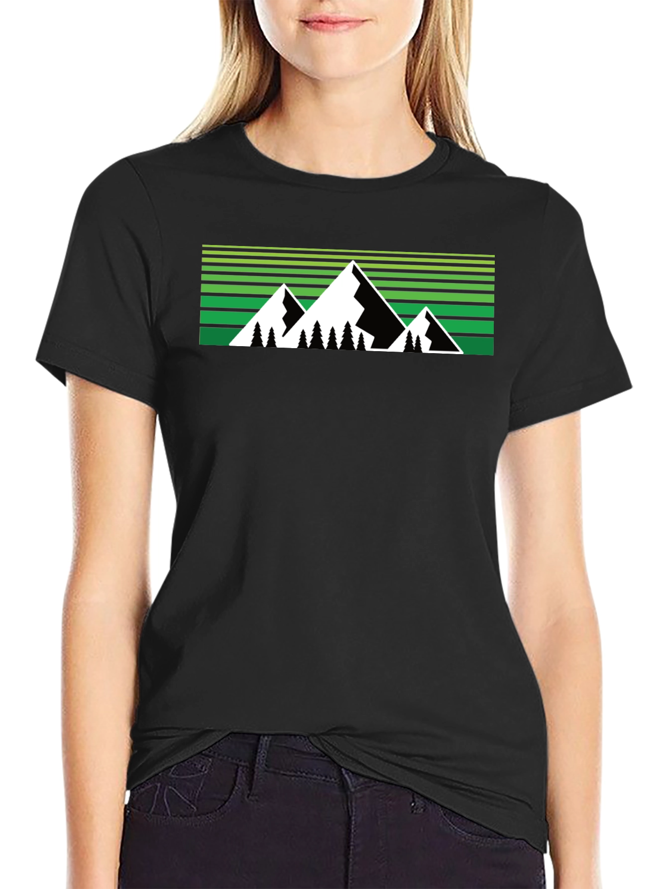 Mountain Graphic Tee - Black Crew Neck