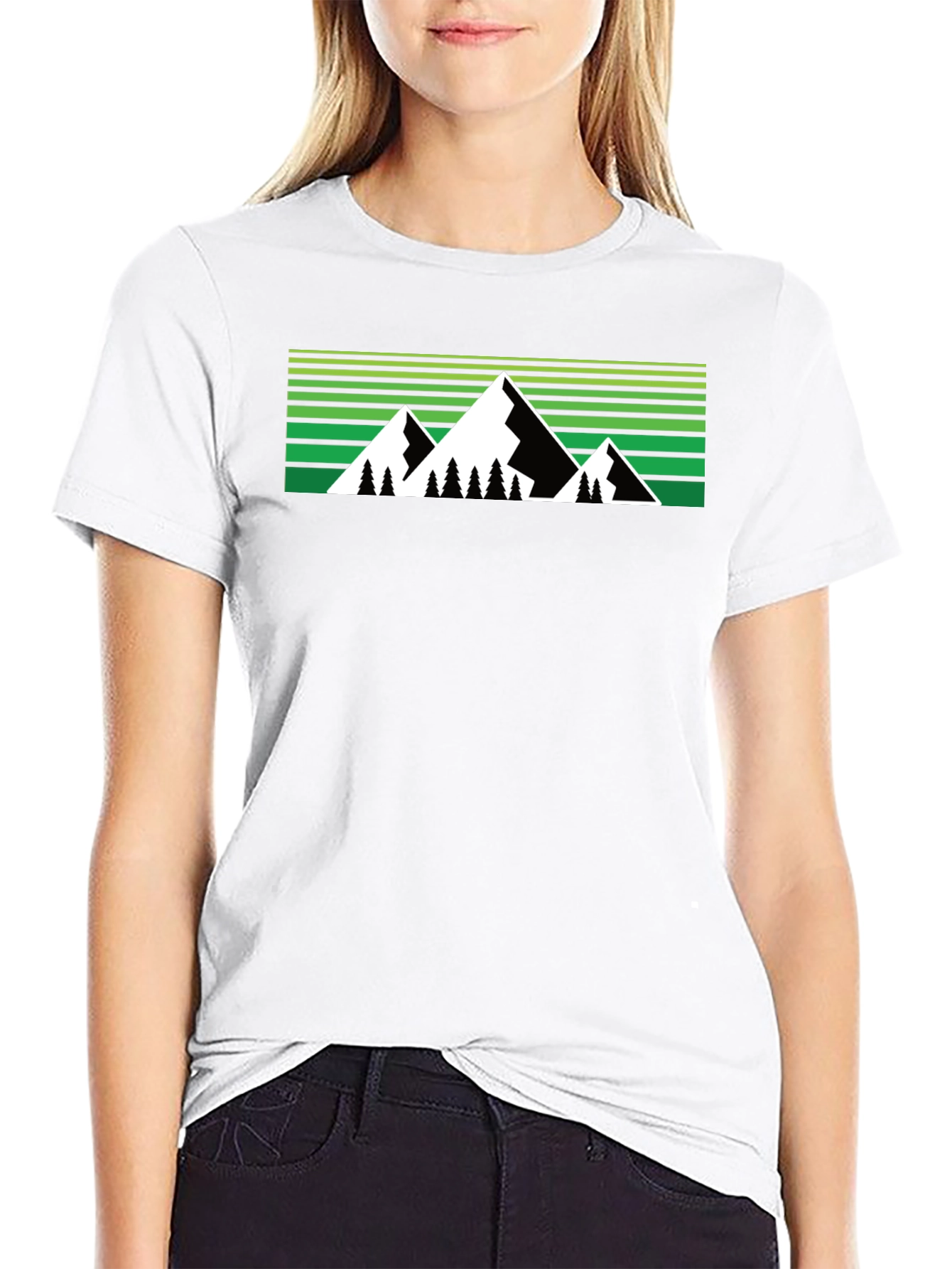 Mountain Graphic Tee - Black Crew Neck