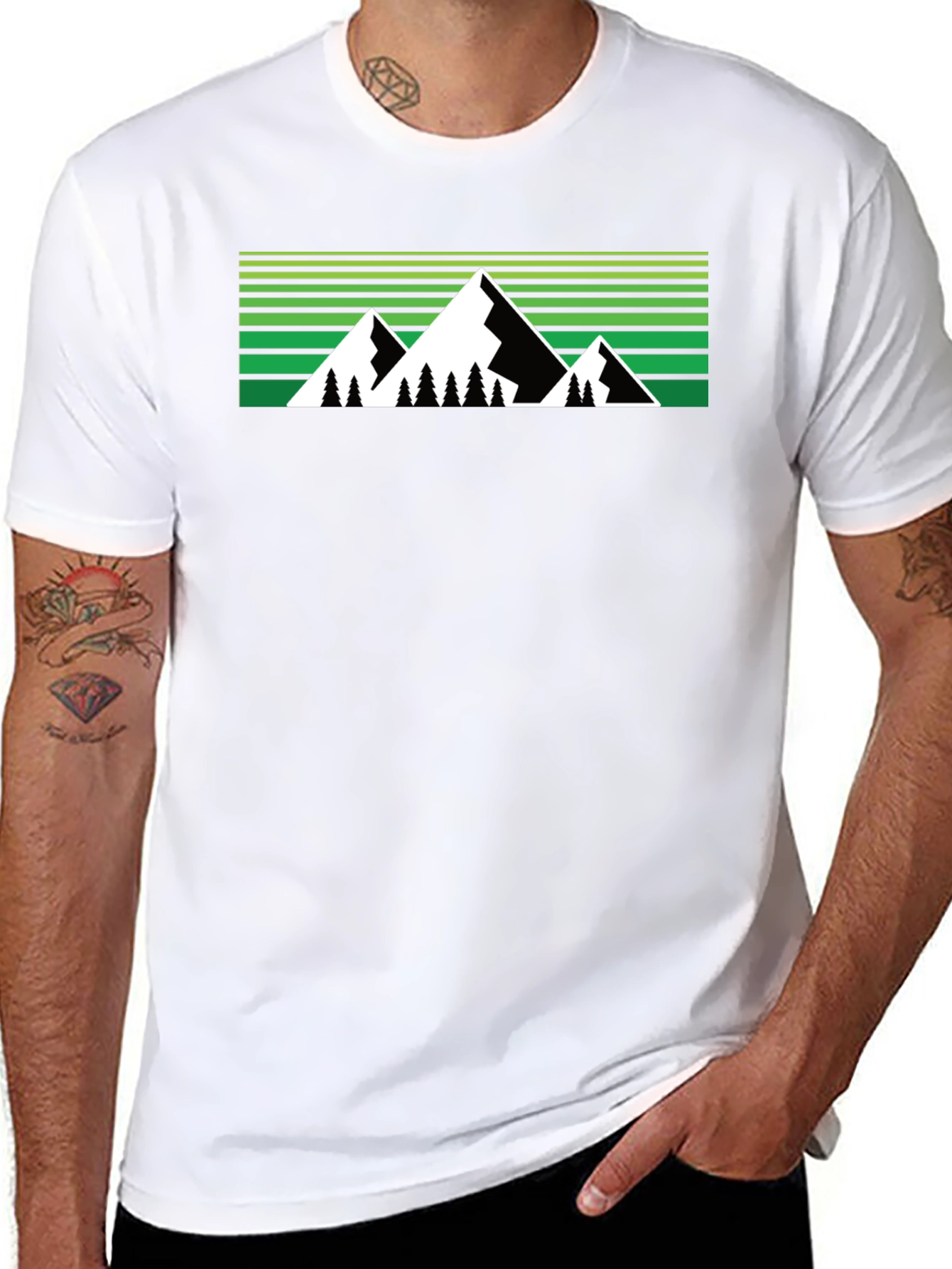 Mountain Graphic Tee - Black Crew Neck