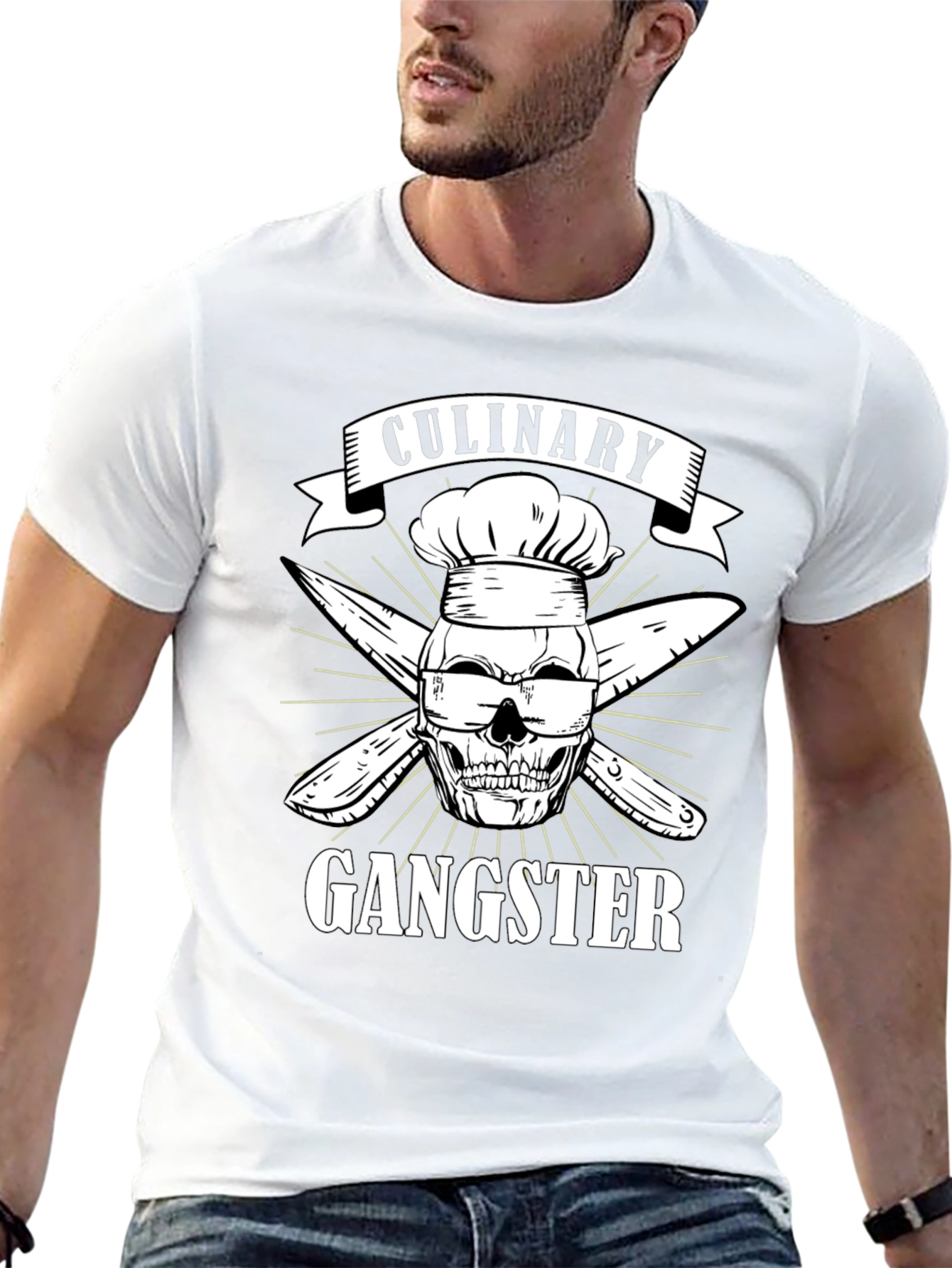 Culinary Gangster T-Shirt Funny Chef Skull Tee