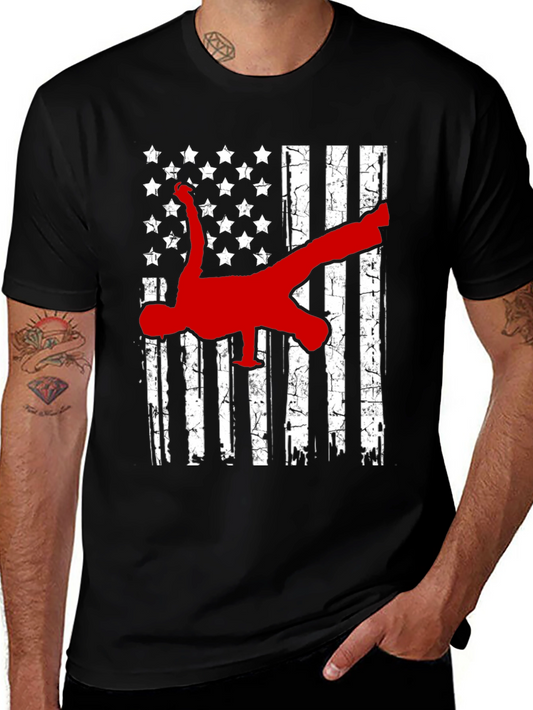 American Flag Breakdancer Graphic T-Shirt