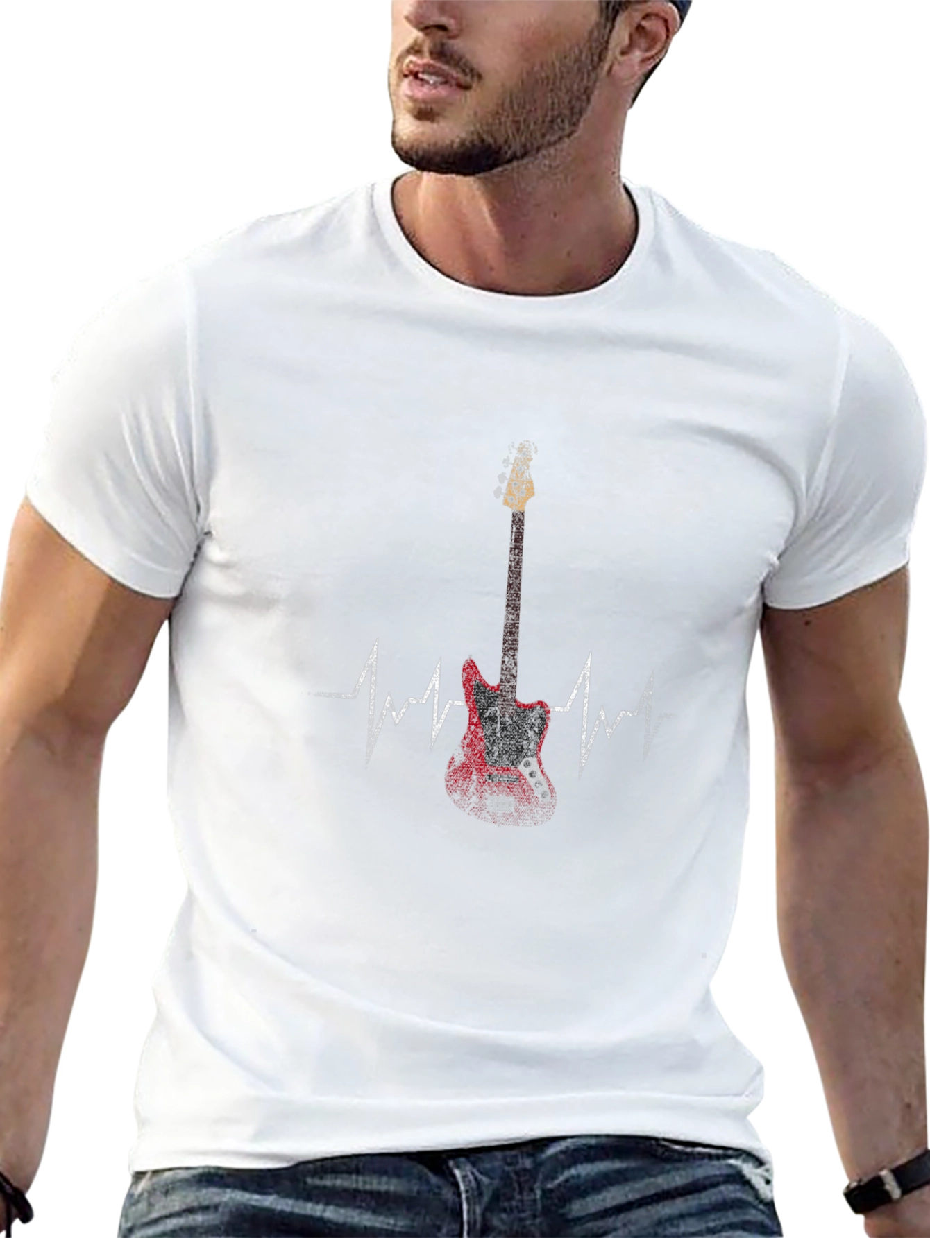 Guitar Heartbeat Graphic Tee - Rock Music T-Shirt