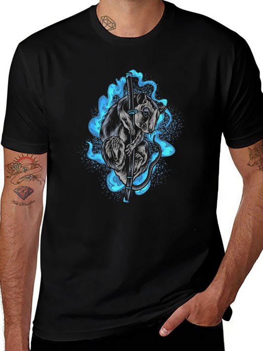 Ninja Rat T-Shirt - Katana & Blue Flame