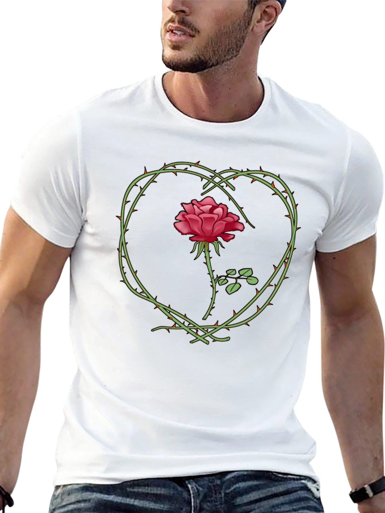 Rose Heart Graphic Tee - Black T-Shirt