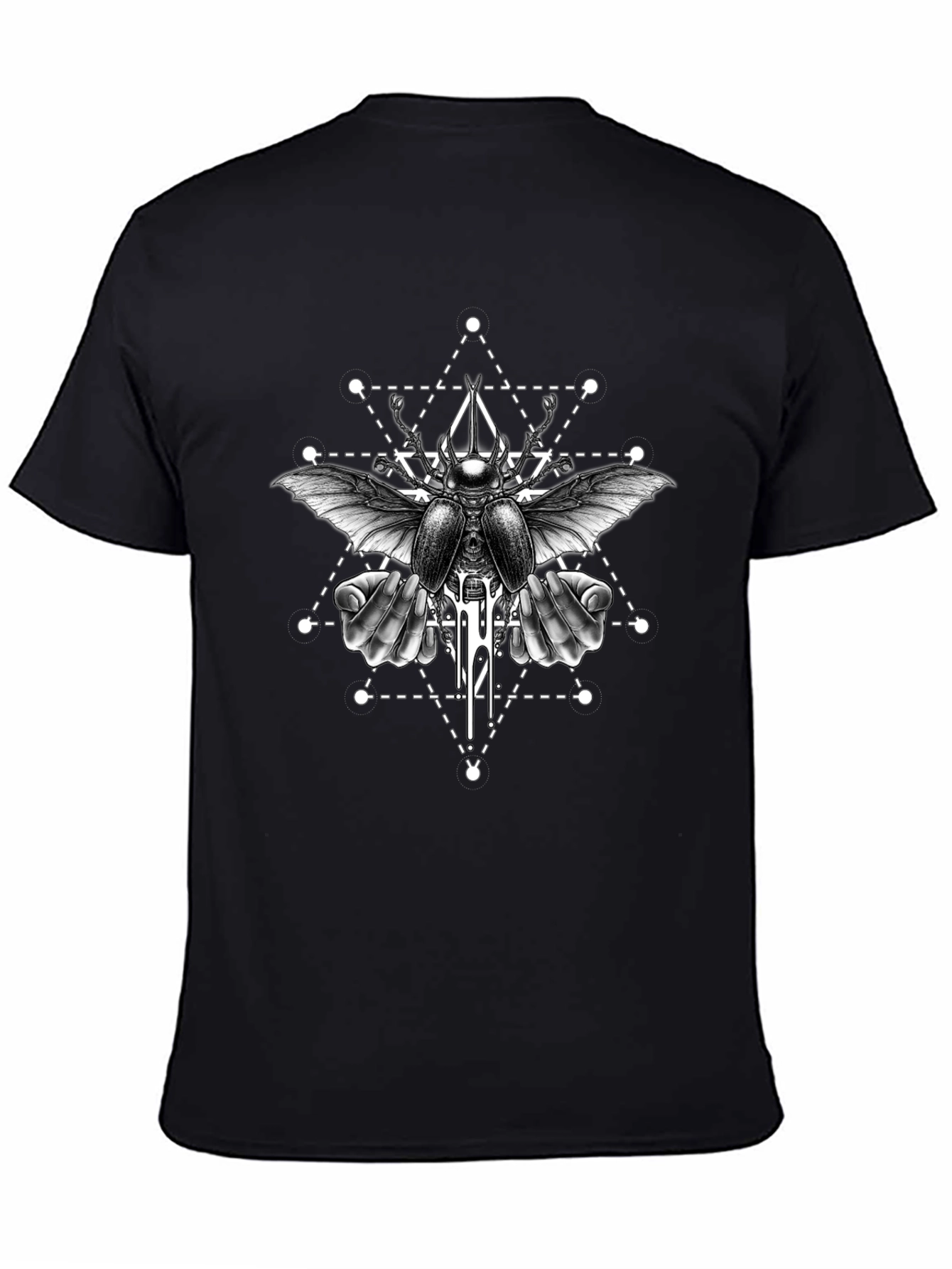 Geometric Beetle Graphic Tee - Black