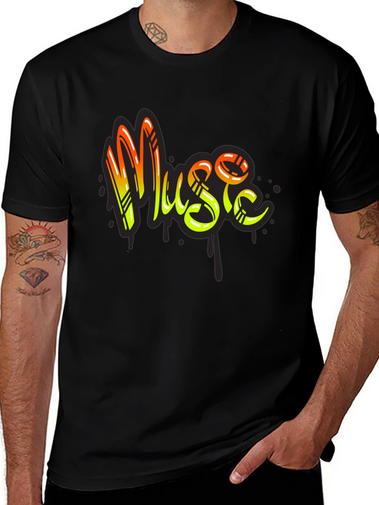 Music Graffiti Style Black T-Shirt