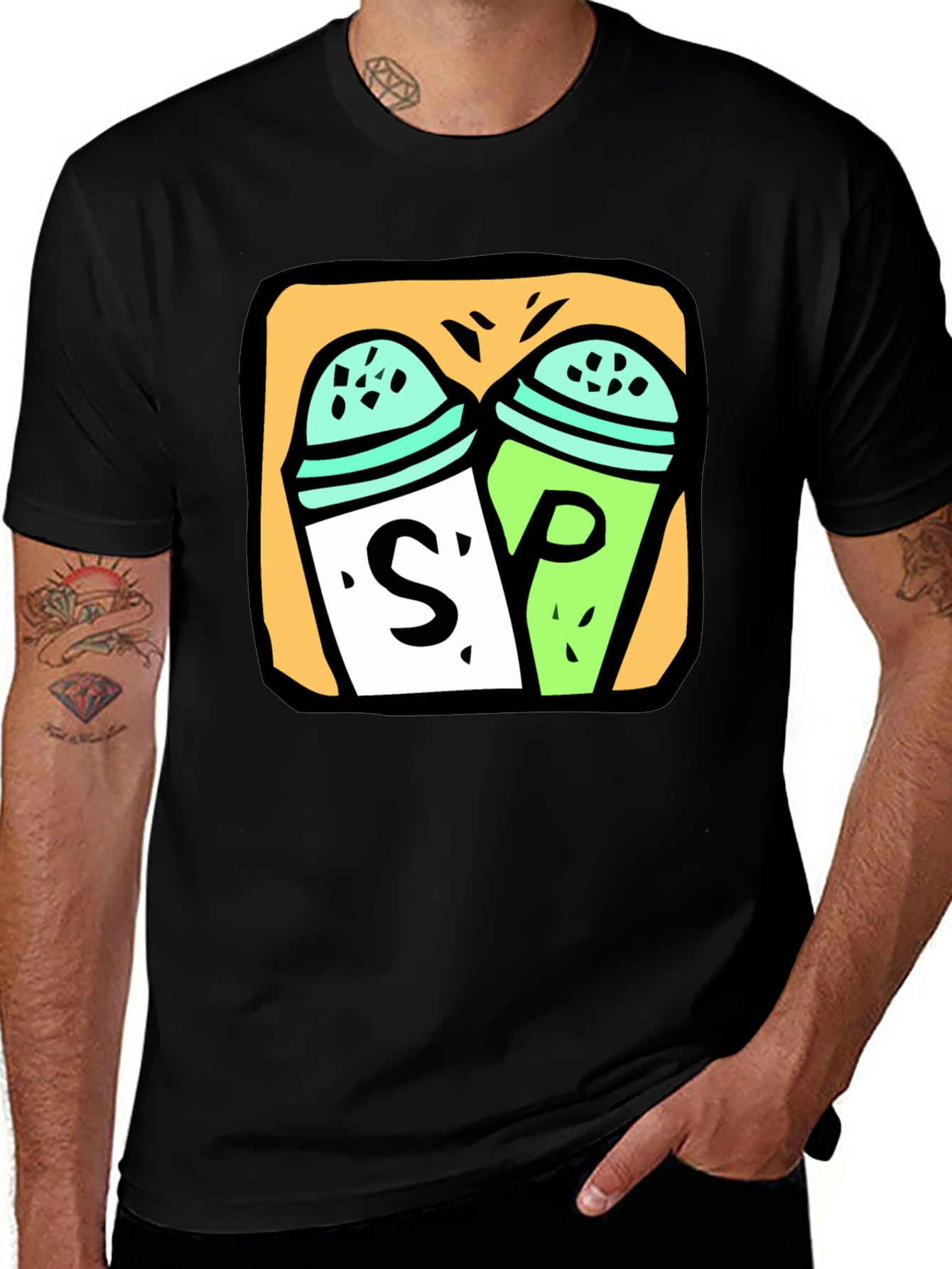Salt & Pepper Graphic Tee - Black Cotton T-Shirt