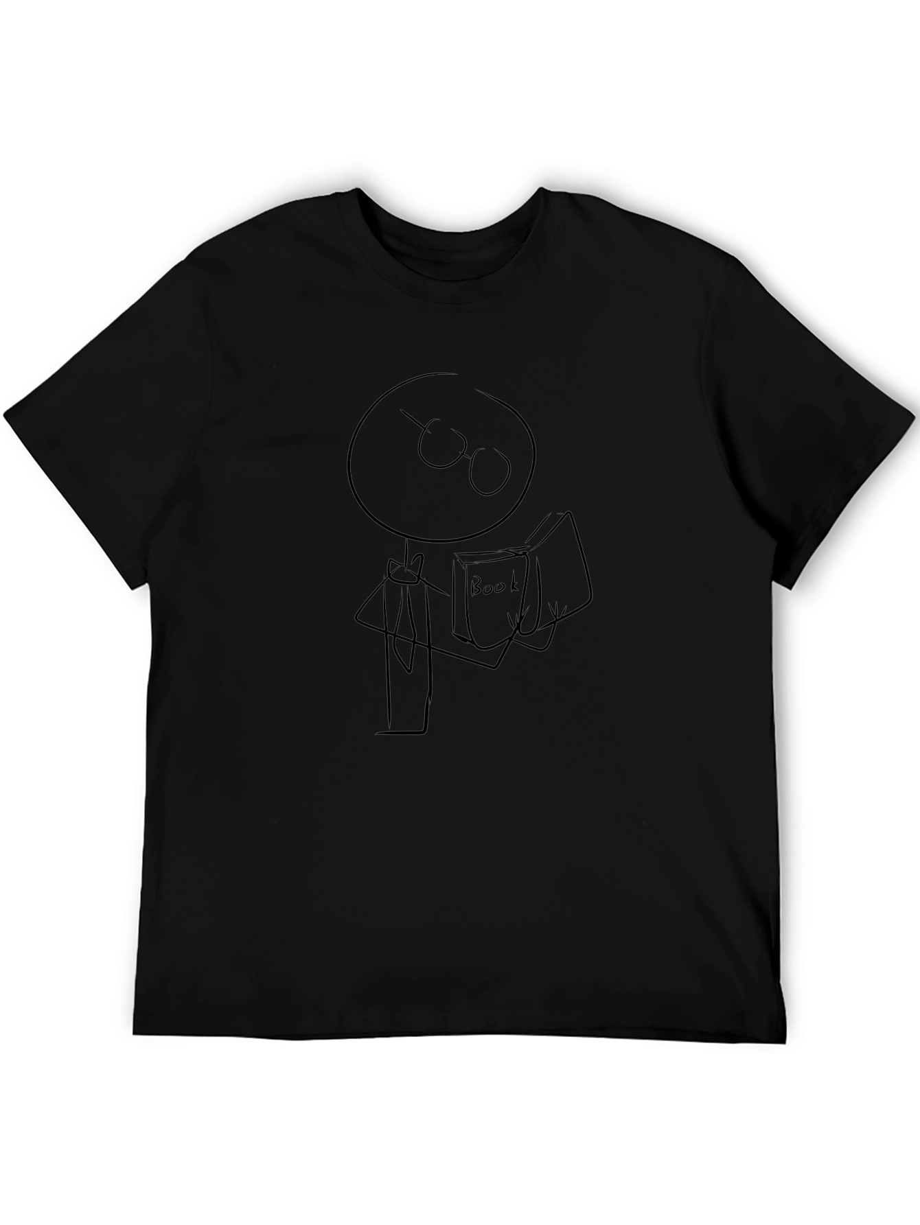Stick Figure Bookworm Graphic Tee - Black