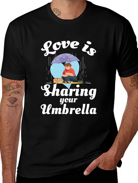 Love is Sharing Your Umbrella Black T-Shirt