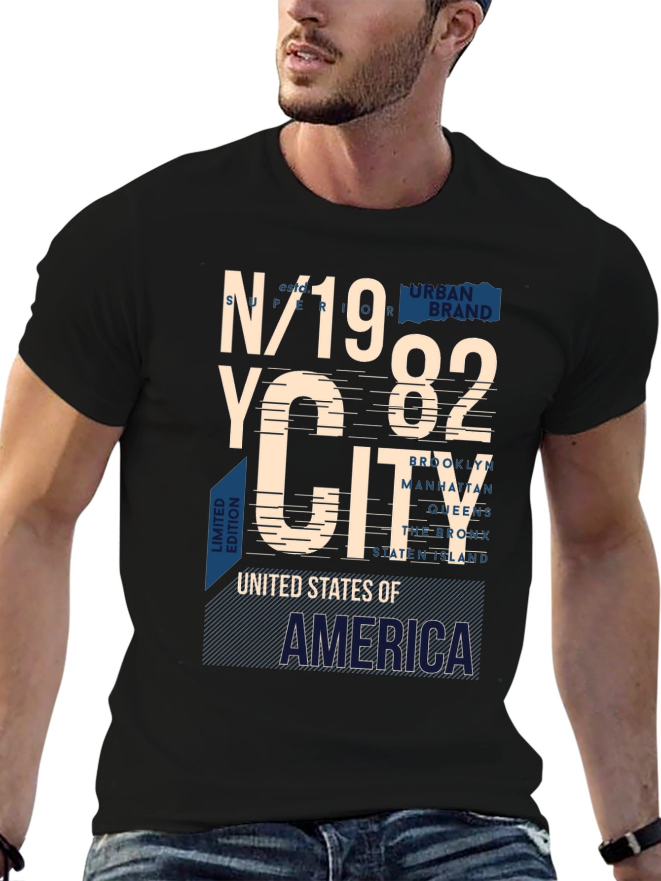 NYC 1982 Graphic Print Crew Neck T-Shirt