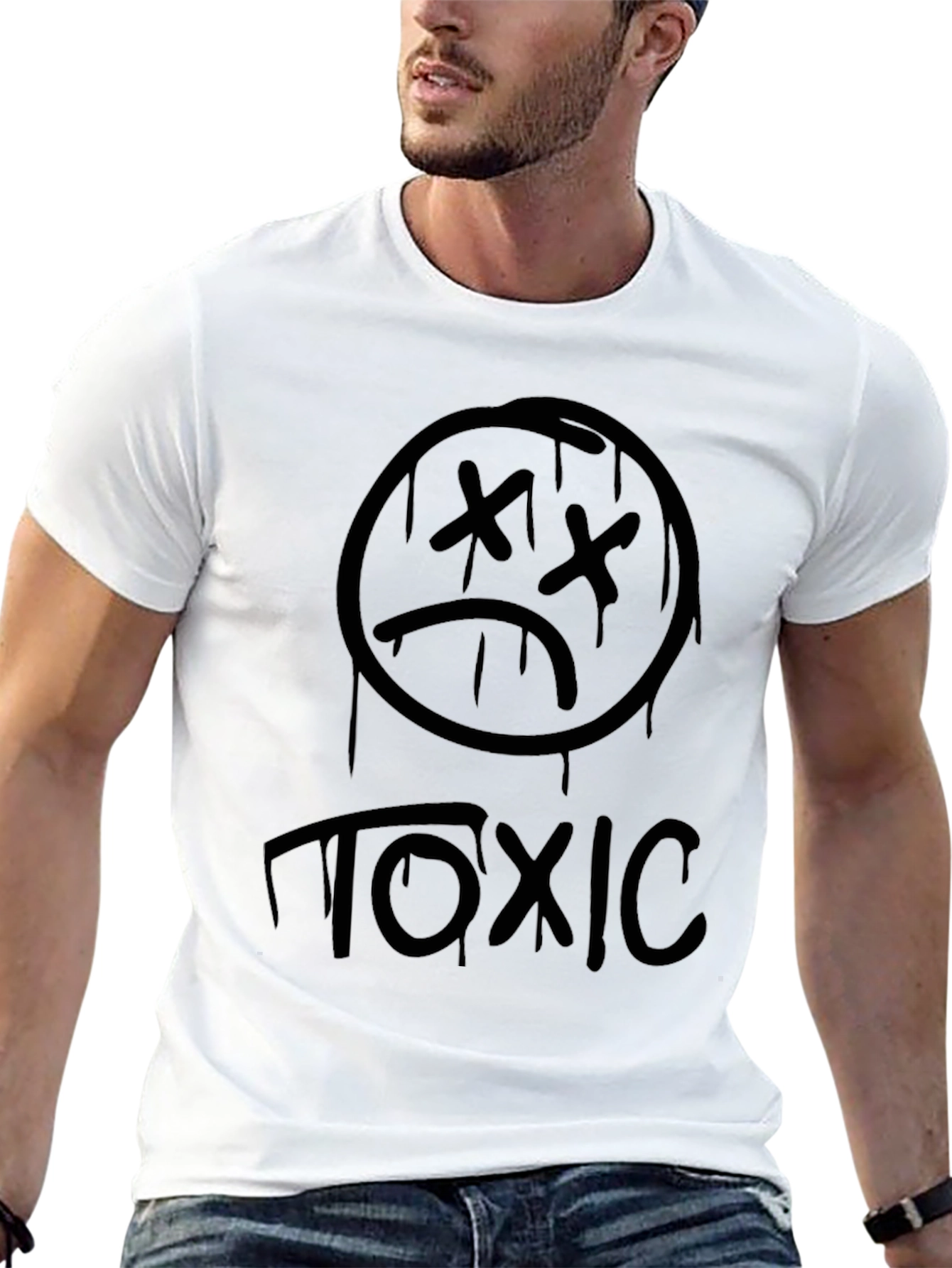 Toxic Sad Face Graphic T-Shirt - Black