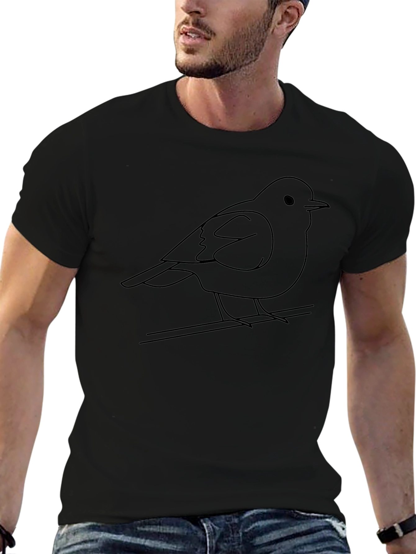 Bird Graphic Tee - Black Casual T-Shirt
