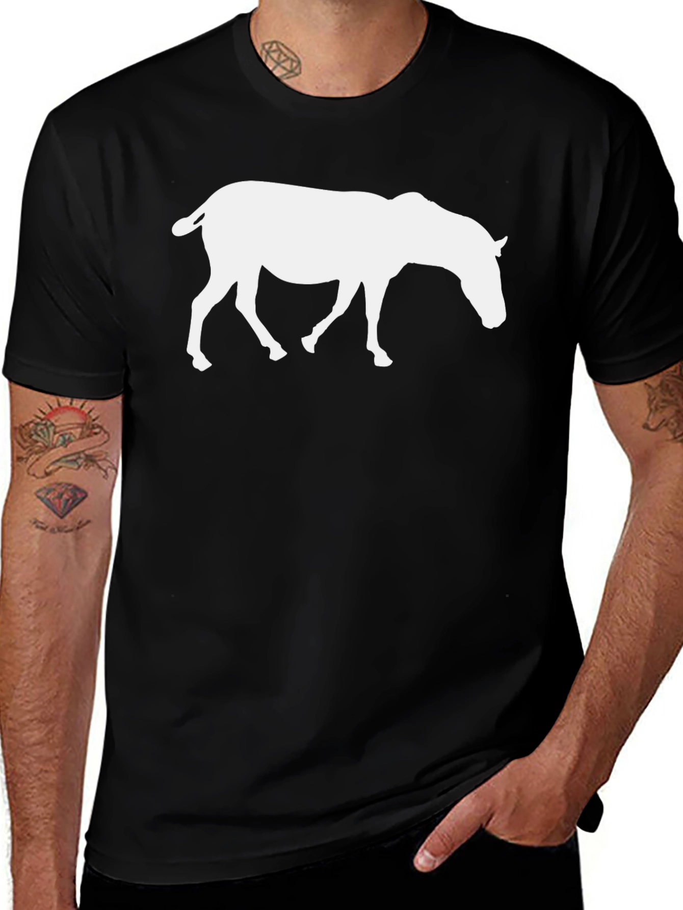Horse Silhouette Graphic Tee - Black