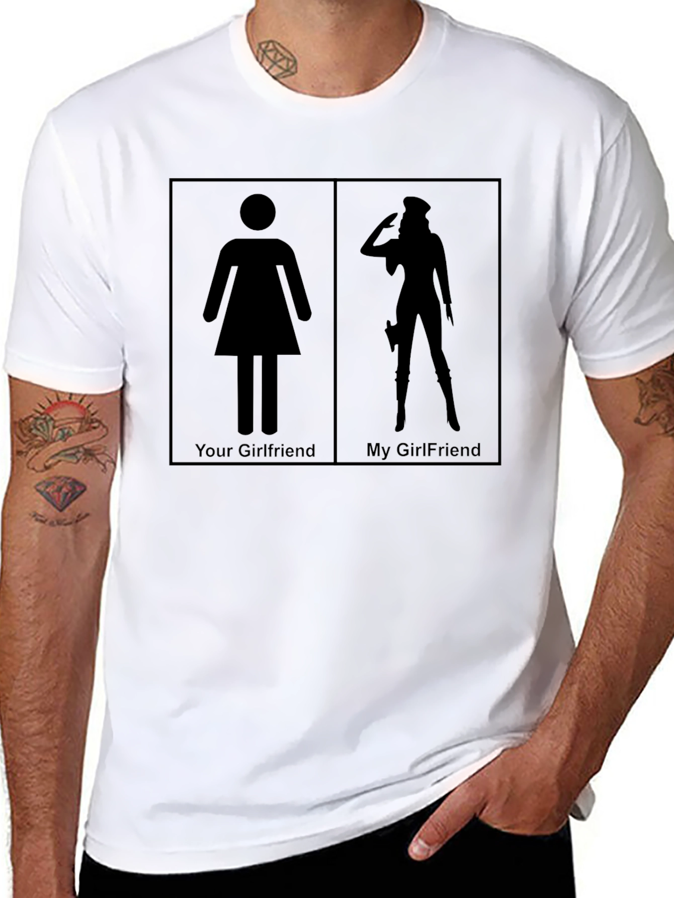Humorous Your Girlfriend vs My Girlfriend Graphic Tee