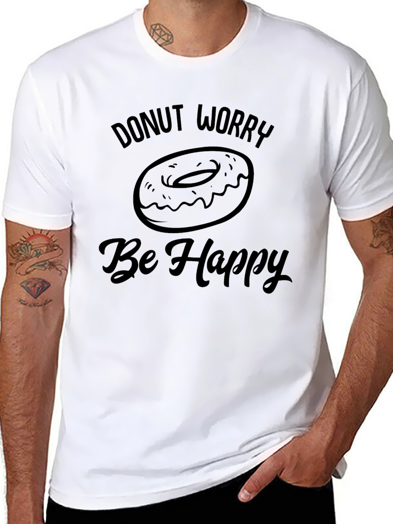 Donut Worry Be Happy Graphic T-Shirt