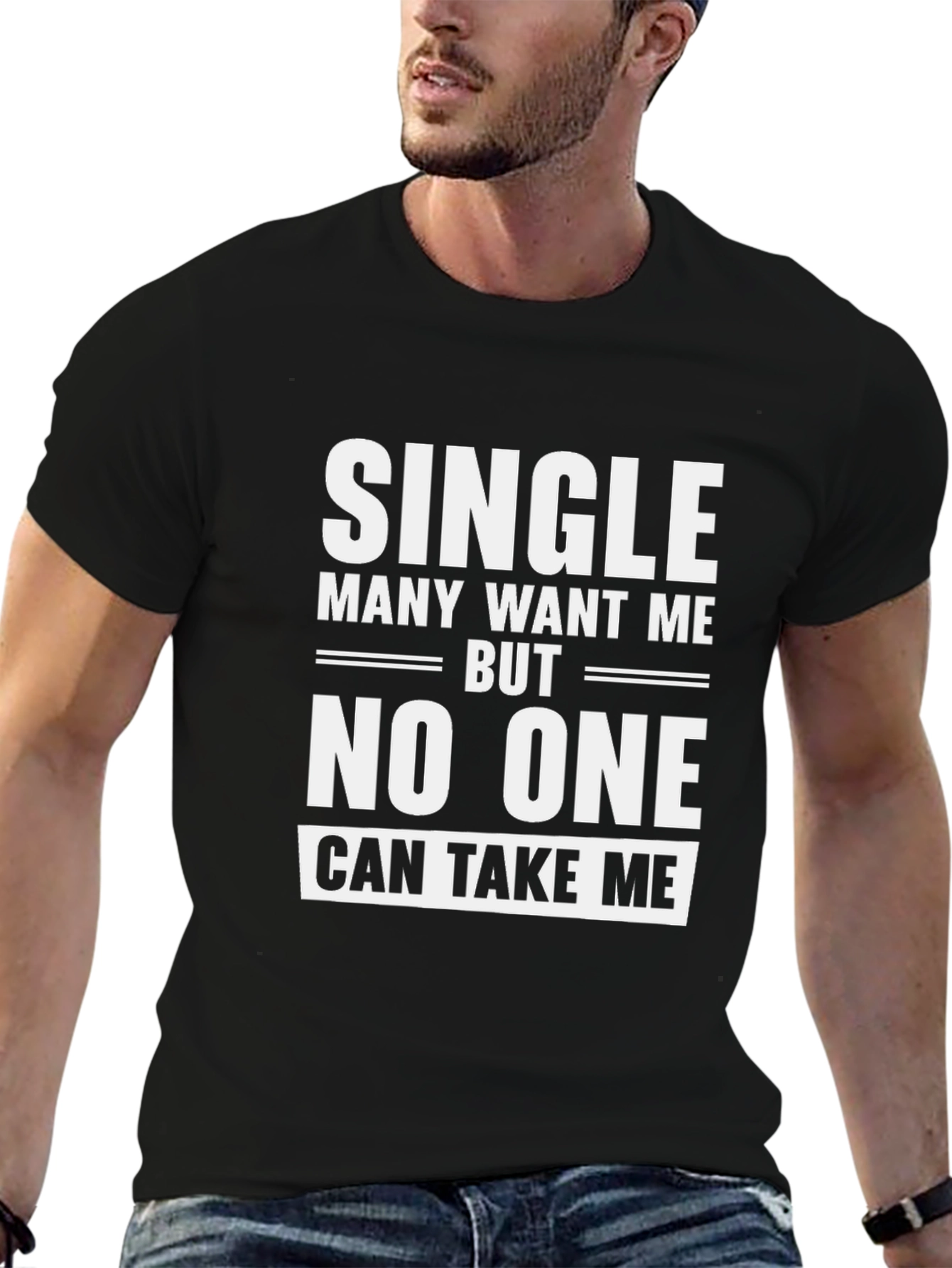 Single Slogan Graphic Tee - Black