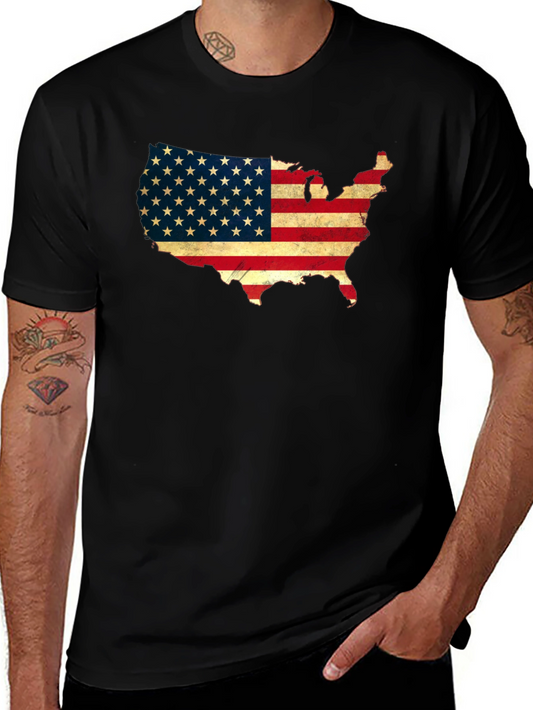 USA Flag Map Graphic T-Shirt