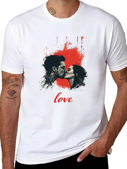 Love Kiss Graphic T-Shirt - Stylish Black Tee
