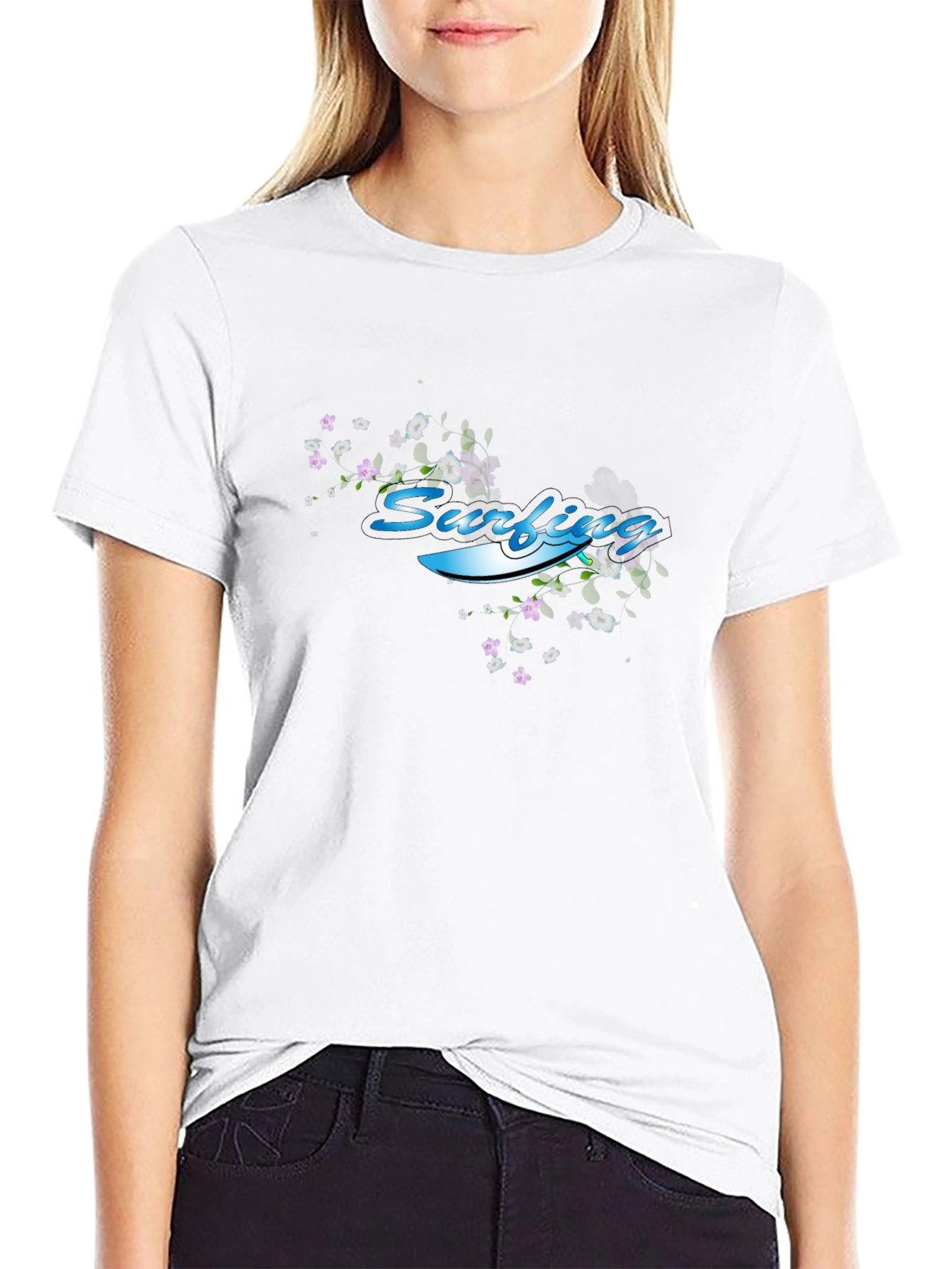Surfing Graphic T-Shirt - Black Cotton Tee